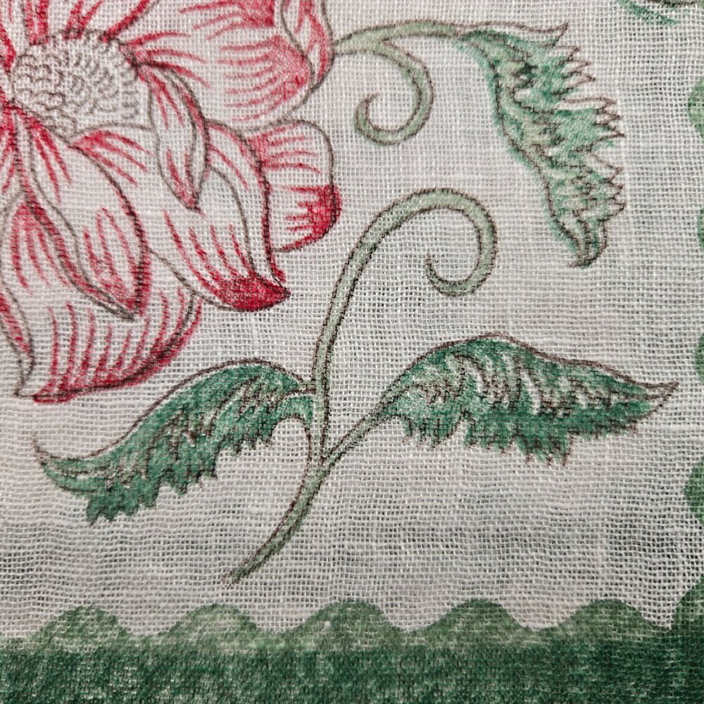 100% Linen Scarf Flowers Floral Austria Fair Trade Sekyra Handdruck - Picture 5 of 6